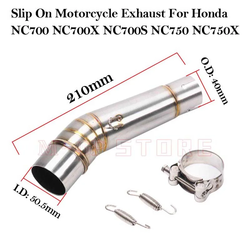 Motorcycle Exhaust For Honda NC700 NC700X NC700S NC750 NC750X Modified Double Hole DB Killer Escape Muffler Mid Middle Link Pipe