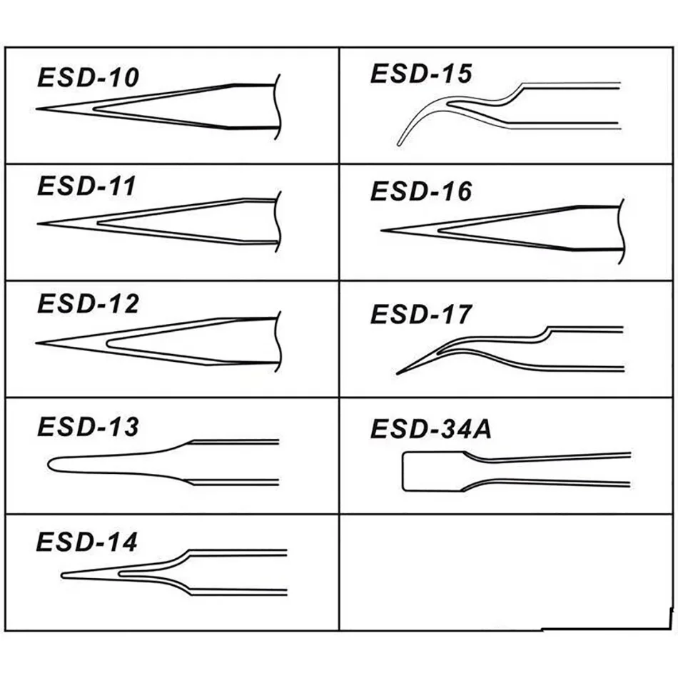 9Pcs Anti-Static ESDสแตนเลสสตีลแหนบชุดเครื่องมือบำรุงรักษาอุตสาหกรรมPrecisionโค้งตรงแหนบซ่อมเครื่องมือ