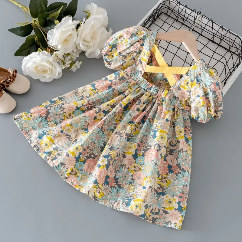 Lawadka New Summer Kids Girls Dress Print Floral Bow Dresses For Girls Fashion Princess Girls' Children Clothing 2022