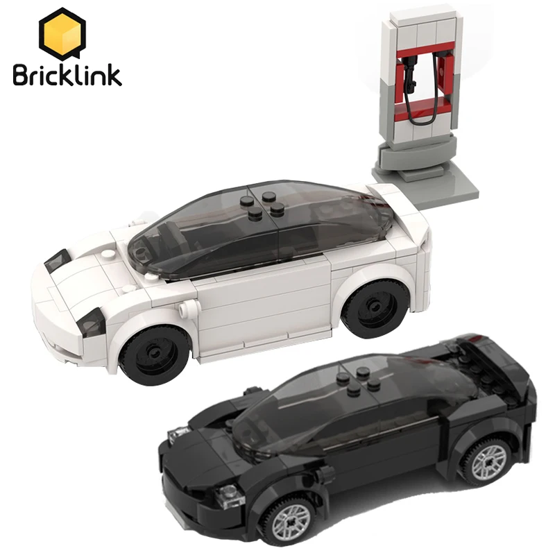 Bricklink Technical Car Tesla Model 3 Charging Pile Electric Vehicle City Speed Champion DIY Building Blocks Kid Toys Xmas Gift