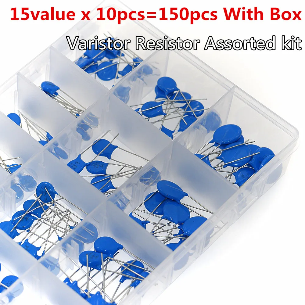 15values*10pcs=150pcs  Varistor Resistor Assorted kit Box 5D471K 7D471K 7D431K 10D471K 10D431K 10D391K 14D471K 14D431K 10D241K