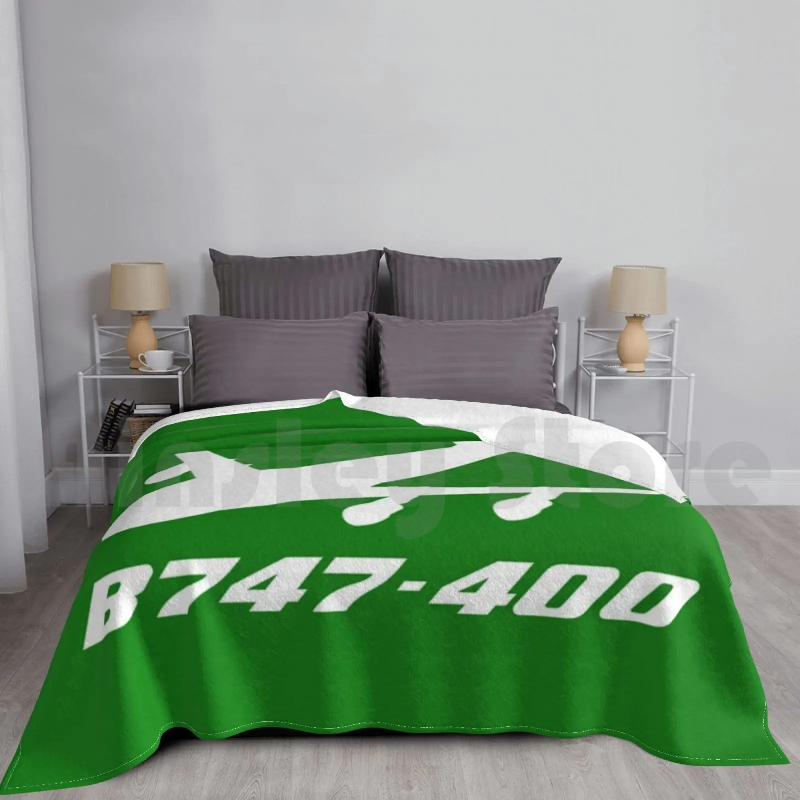 Boeing 747-400 Green Blanket For Sofa Bed Travel Hazard Designer Blanket Health Boeing 747