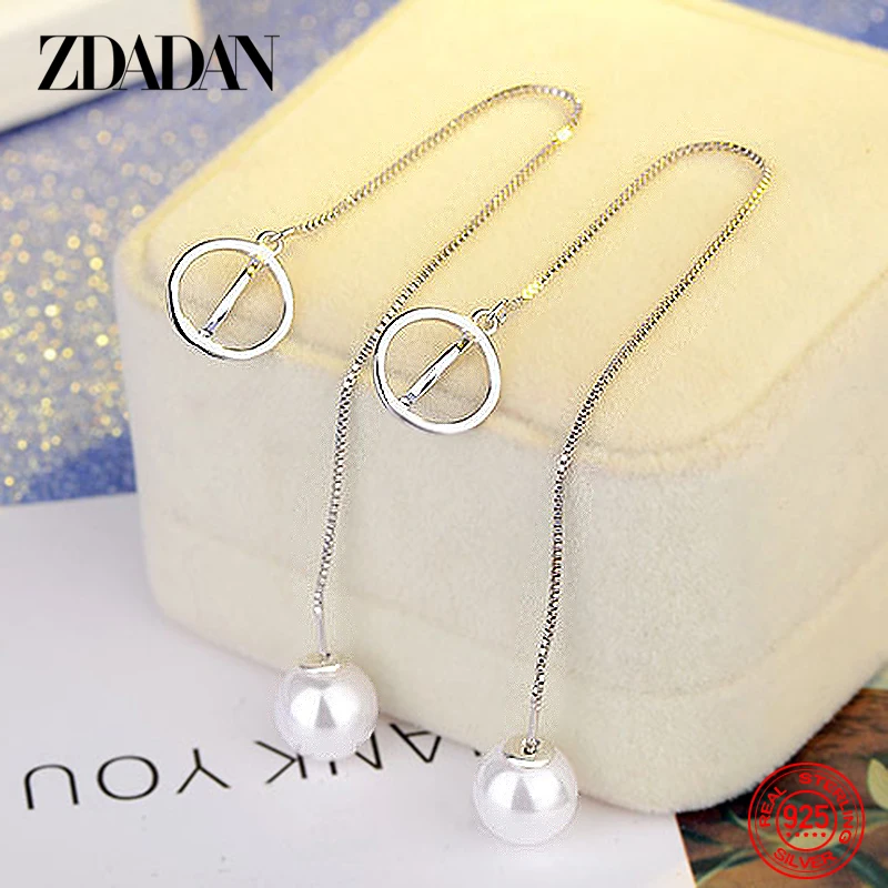 

ZDADAN 925 Sterling Silver Pearl Earrings 2021 Trend For Women Wedding Jewelry Gift