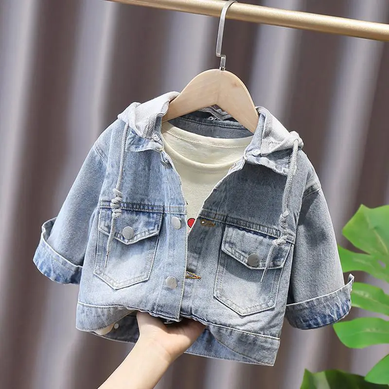 Boys Jacket Baby Girls Denim Jacket Jeans 2021 Spring Autumn Children\'s Hooded Coat Detachable Girl Jacket Top Coat For Kids