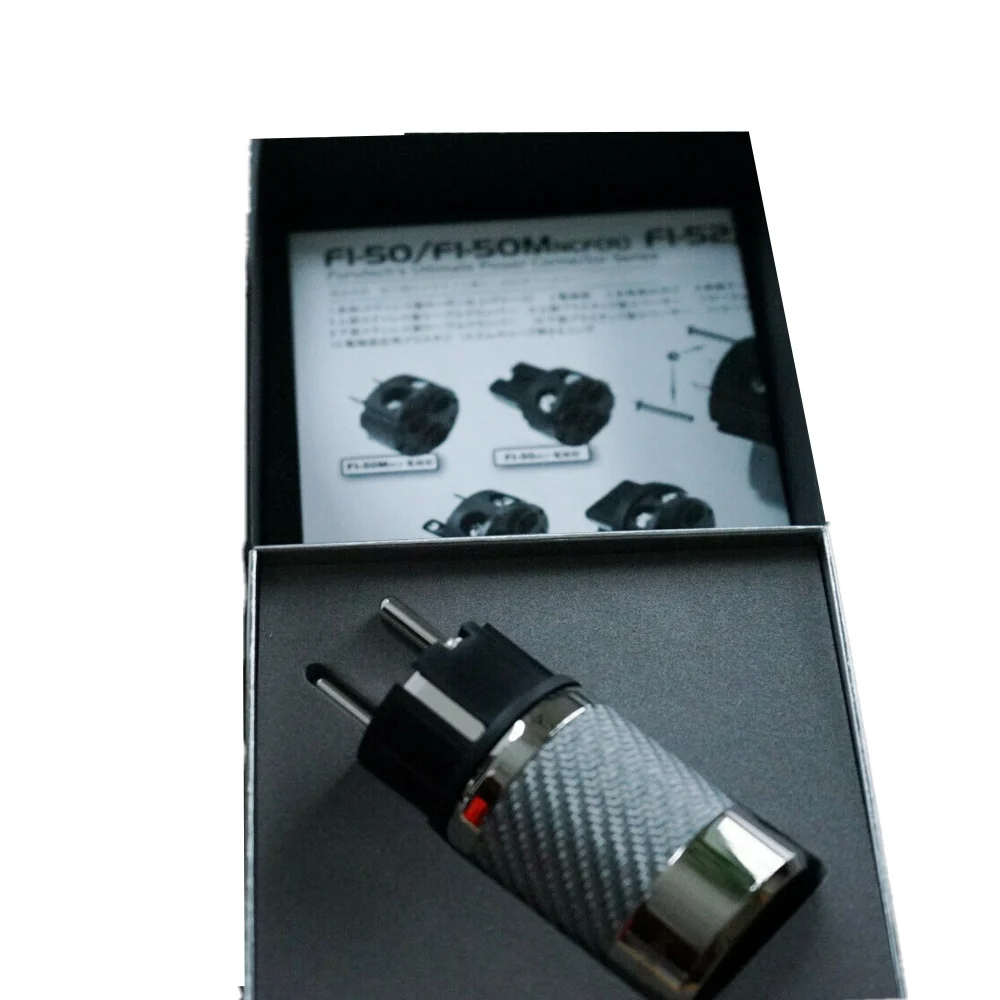 HiFi Schuko Plug Furutech FI-E50 NCF (R) FI-50 (R) Power Connector  Adapter Plug Rhodium  high end box 15A 125V