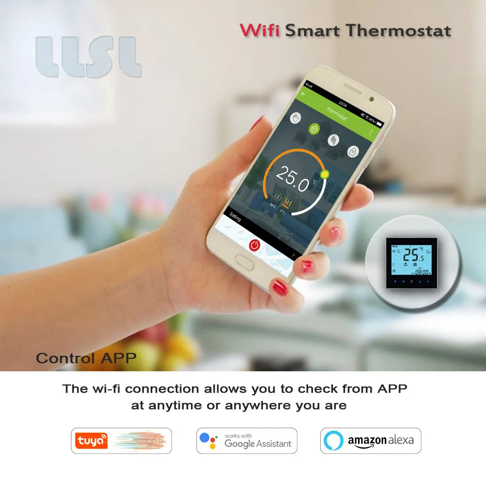 Tuya-wifiサーモスタット,冷暖房用のncバルブは,Alexa,Google Homeで動作します,0-10v