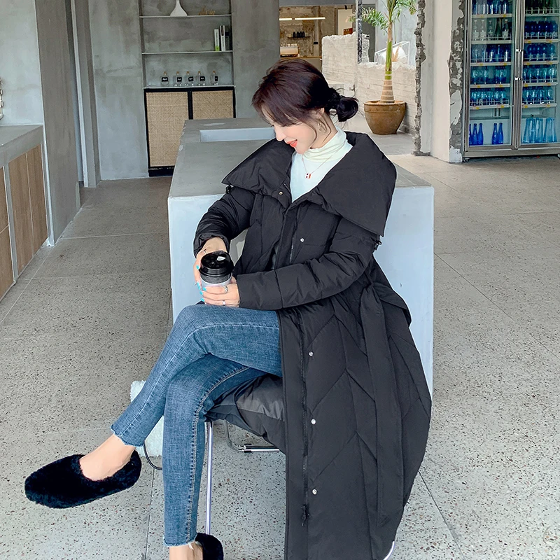 The new down cotton ladies waisted parka coat winter coat keeps warm thick thick winter coat ladies long-sleeved coat thick coat