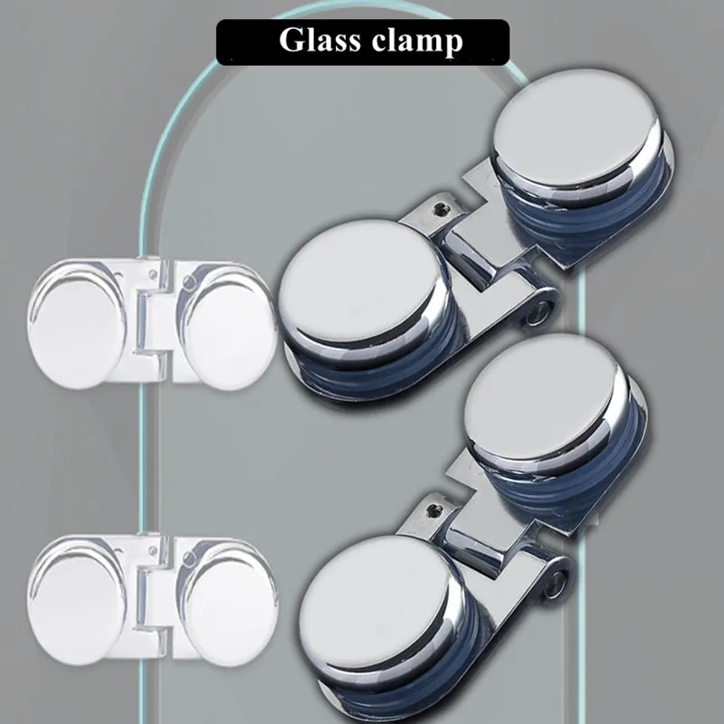 Zinc alloy glass fix clamps 6-12mm glasplate Bilateral Clip door hinge for cupboard cabinet connection holder Furniture hardware