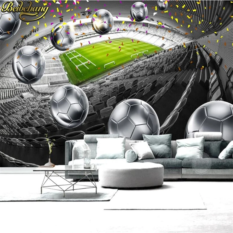 Foto personalizada papel de parede mural hd campo de futebol 3d adesivo de parede alta definição pano de fundo pintura decorativa para decoração de casa
