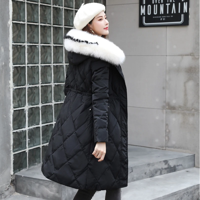 Women Jacket Winter Down Coat Female Real Fox Fur Hooded Clothes 2021 Korean Thick Warm White Duck Down Coat Hiver LW1636