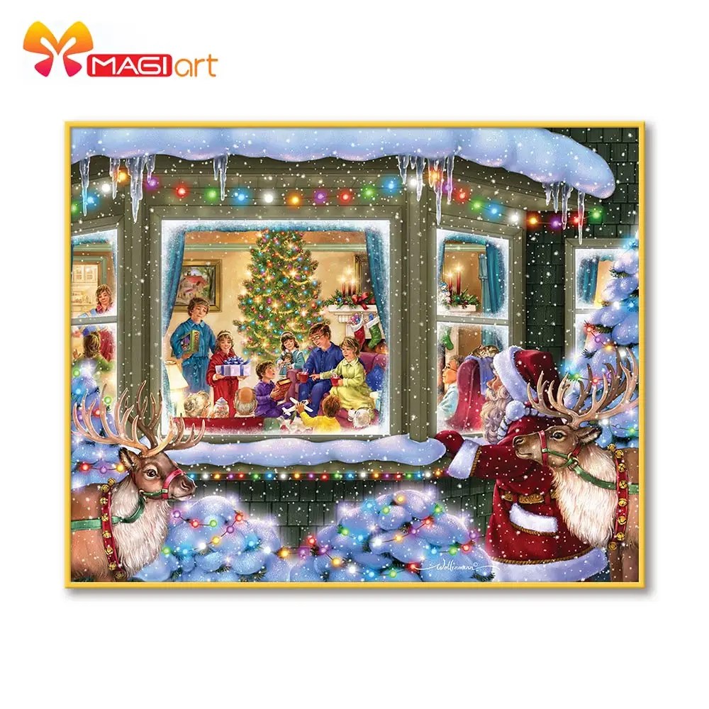 

Cross stitch kits Embroidery needlework sets 11CT water soluble canvas patterns 14CT Full Merry Christmas Town NCMC130