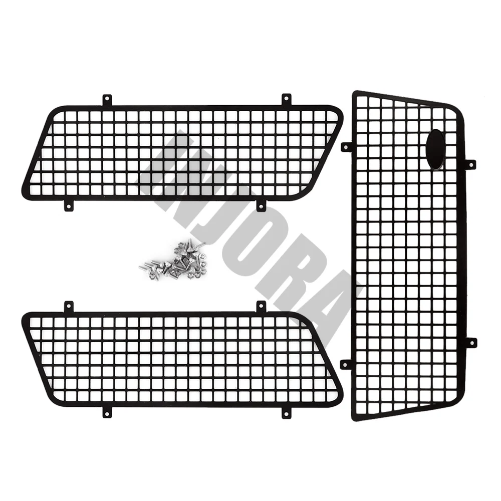 INJORA 3PCS Metal Window Mesh Protective Net with Logo for 1/10 RC Rock Car TRX4 Bronco #82046-4