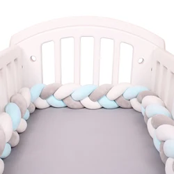 Pare-chocs de lit tressé pour bébé, oreiller de coussin, protecteur de pull, décor de chambre, 3m