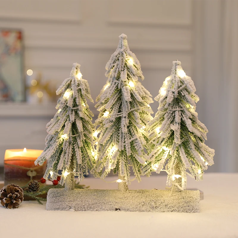 Christmas decoration scene atmosphere layout mini white luminous Christmas tree home desktop decoration small Christmas tree