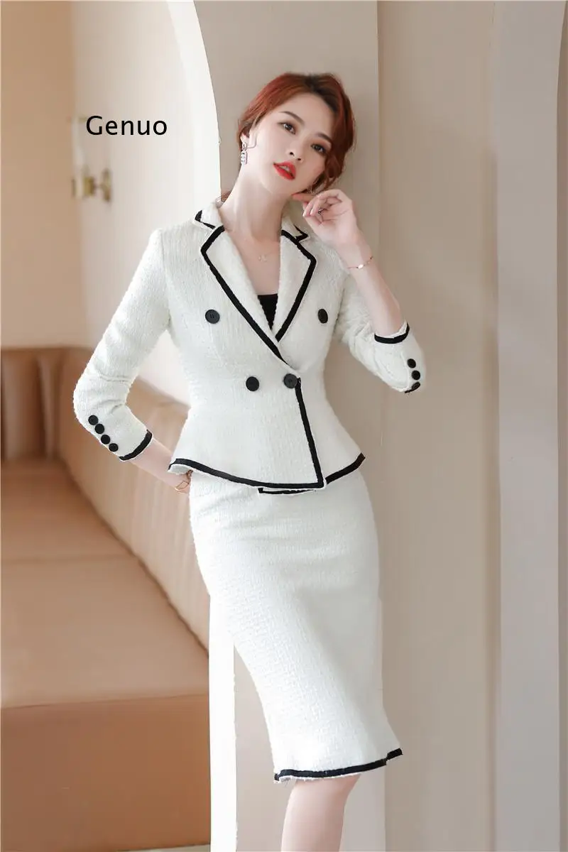 

Autumn Winter Formal Women Business Suits with Skirt and Jackets Coat High Quality Fabric OL Styles Professional Blazers