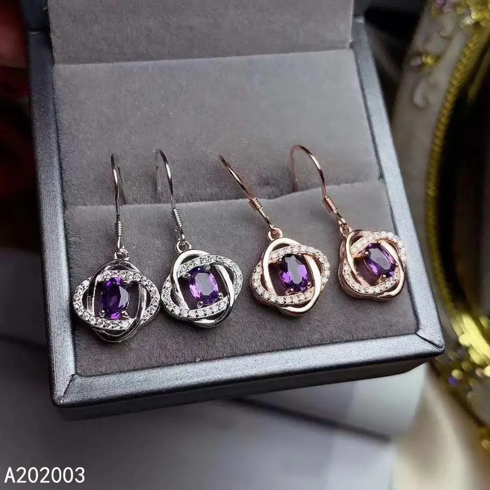 

KJJEAXCMY Fine Jewelry 925 sterling silver inlaid Amethyst female earrings Eardrop luxury hot selling