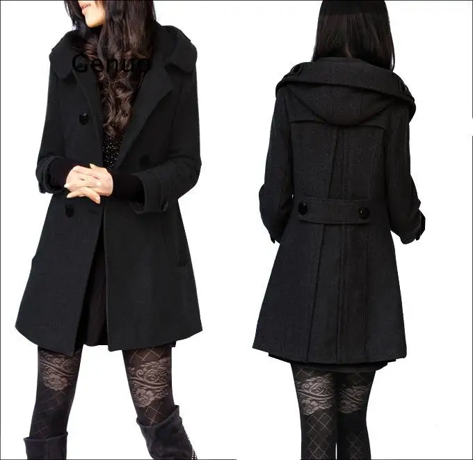 Winter Womens Cashmere Wool Coat Super Warm Fashion Designer Elegant Female Overcoat Mantle Hooded Kasmir Manteau Femme