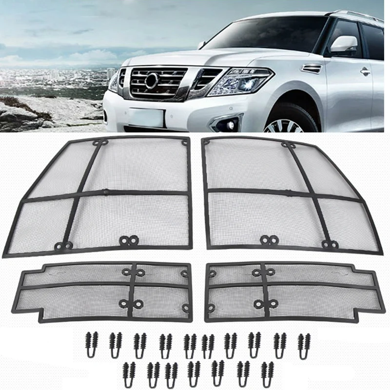 

4Pcs Car insect nets water tank protection net stainless steel protective Front Grille Net For Nissan Patrol y62 2012-2018 2019