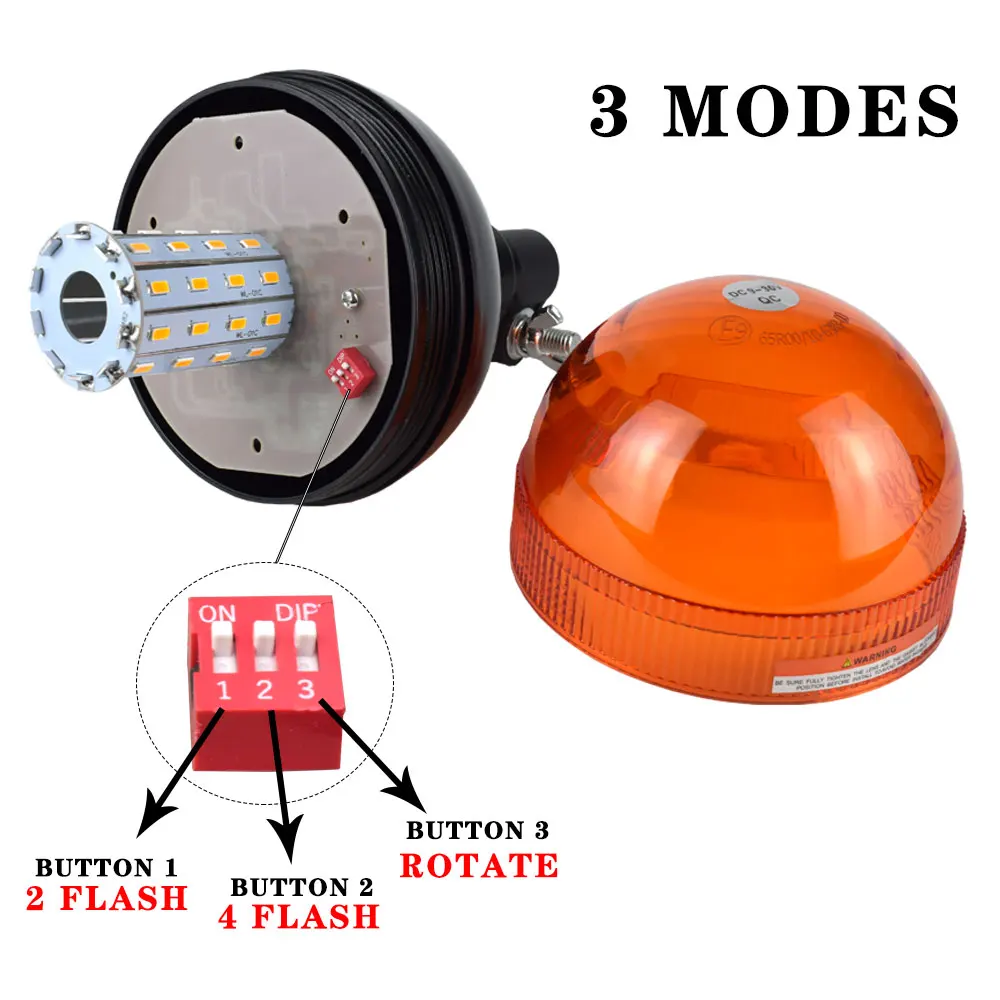 LED Beacon Light Warning Roof Strobe Rotating Flashing Amber Emergency Lamp for Kubota Tractor Trailer Boat  John Deere Case IH