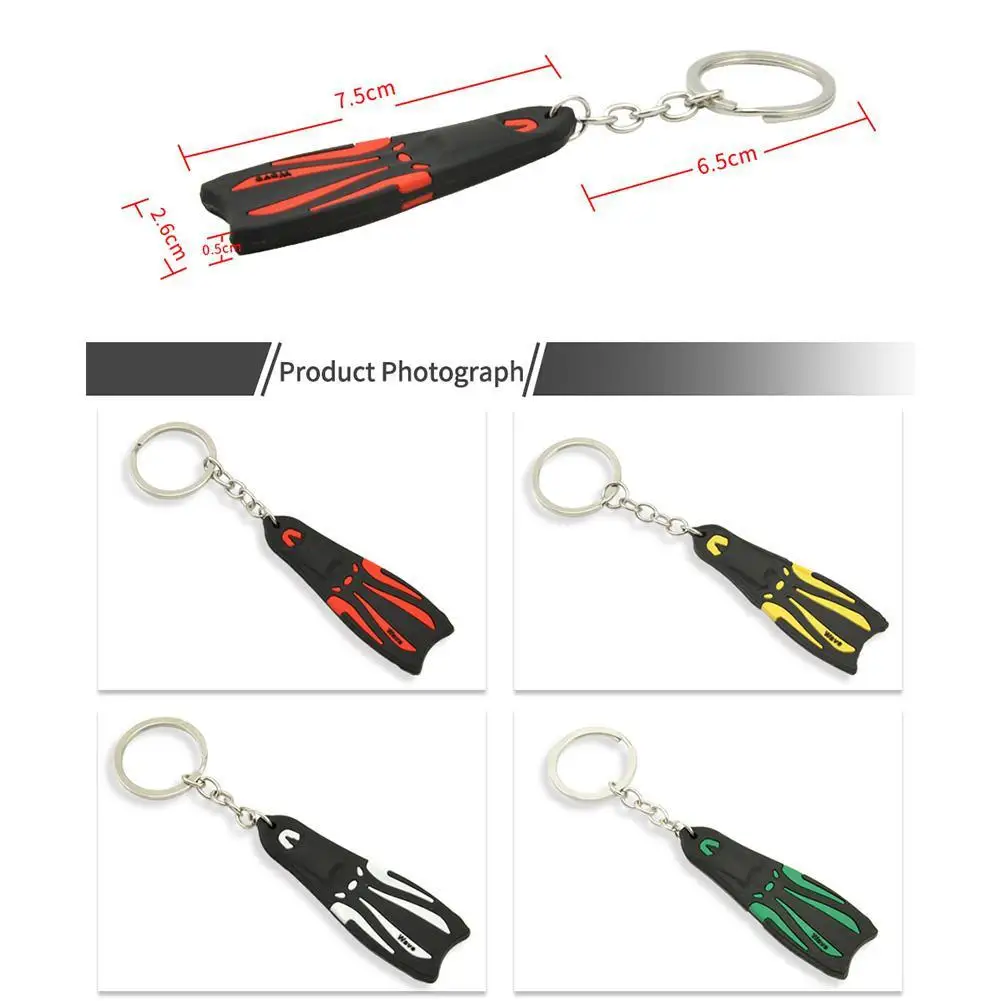 Key Ring Dive Fins Flippers Key Chain Holder Silicone Steel Keyring Keychain for Boat Kayak Surfing Sailing Diving Accessories