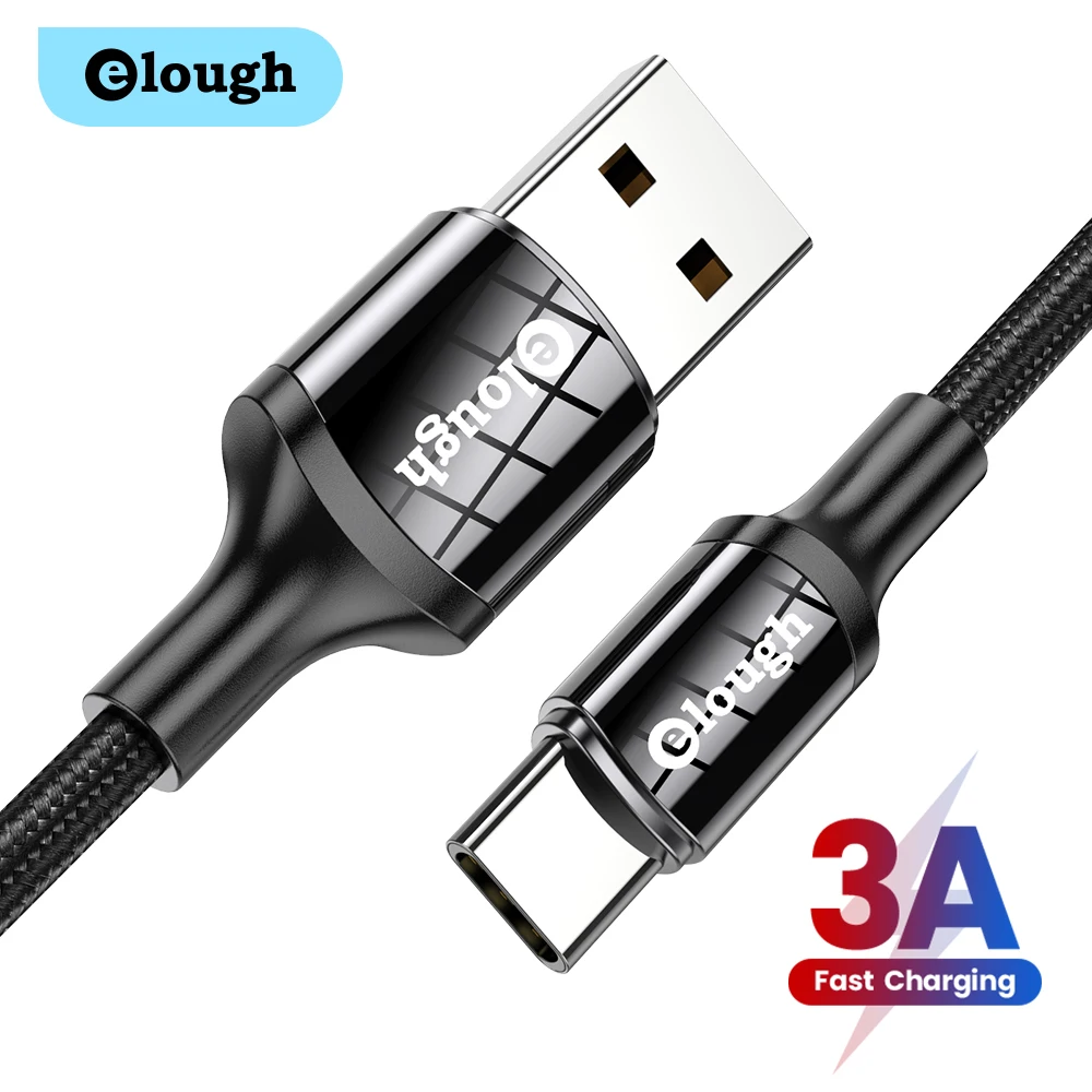 Elough Type C Cable 3A Fast Charging USB C Cable Date Wire For Samsung Xiaomo 11 Huawei Poco Mobile Phone Cable Type-C Charger