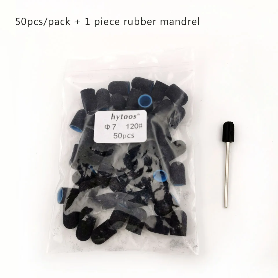 50Pcs Pedicure Care Black Sanding Caps HYTOOS Nail Drill Bit Accessories Plastic Sand Block Foot Cuticle Calluse Polishing Tool