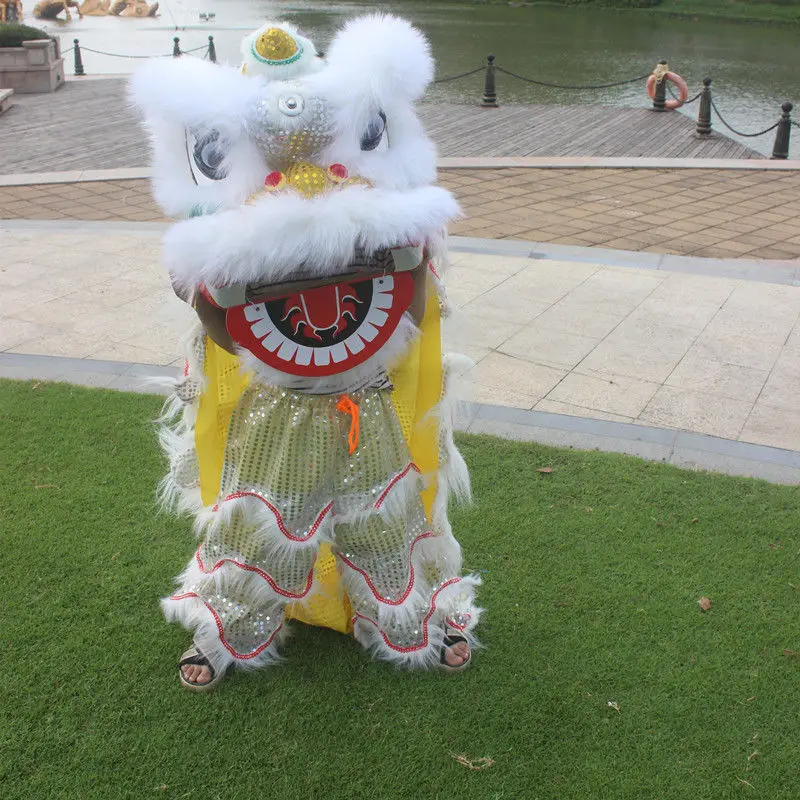 Disfraz de mascota de la danza del león real de 12 pulgadas, traje de accesorios familiares de 2 a 5 años, vestido de cultura tradicional china, fiesta de Carnaval y Festivall