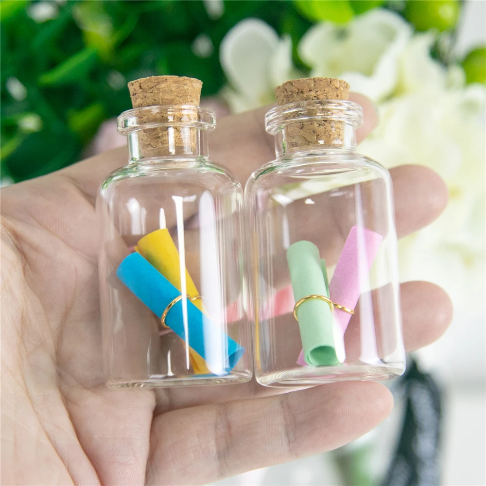 

24Pcs 22ml Small Lovely Glass Bottles with Cork Ornament Handicrafts Gifts Refillable Perfume Vials Sub Jars