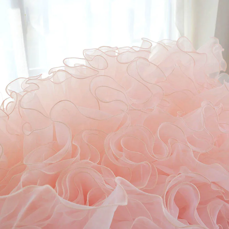 10Meters Organza Ruffle Lace Fabric Baby Pleated Mesh Laces Trim Ruffle Pink White Black Red Fabric Doll Skirt Material