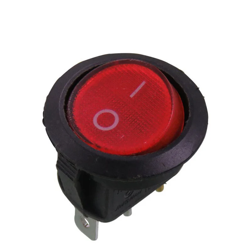 2pcs Red Circular Rocker Switch On Off Push Button Power Switch 3pins Illuminated Round Switch with light 10A 250V 20MM