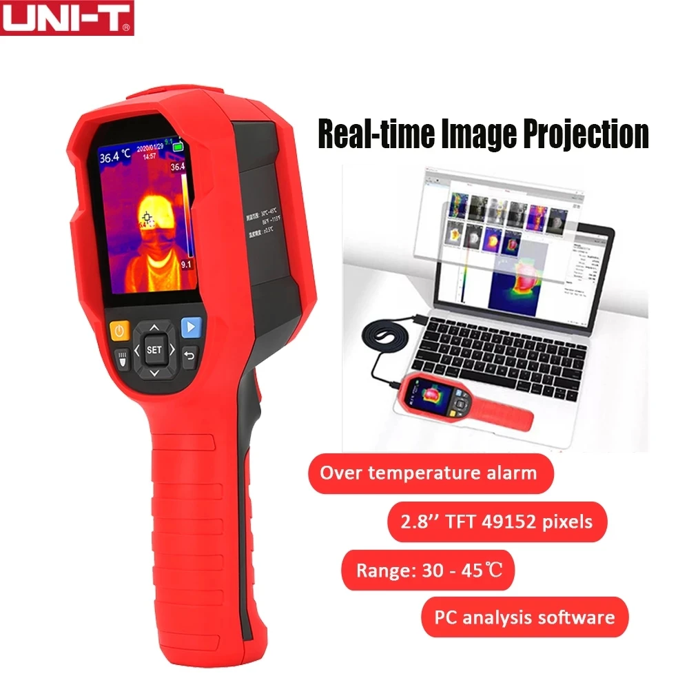 Cámara de imagen térmica infrarroja UNI-T, termómetro UTi165k, 30 ℃ ~ 45 ℃, probador de temperatura con software de PC, análisis tipo C