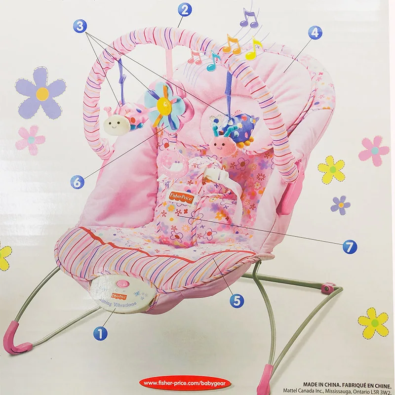 Multifunctional Baby Rocking Chair, Electric Music, Vibration, Comfort, Baby Girl, Pink Rocking Chair Cradle.