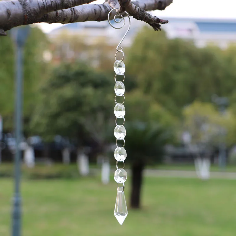 

10pcs/lot Clear Chandelier Glass Crystals Lamp Prisms Parts icicle Hanging Pendants with Octagon Beads