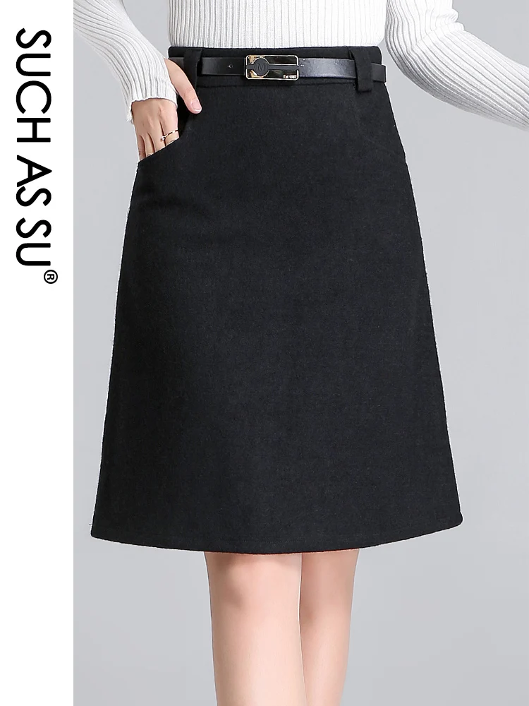 SUCH AS SU 4 Colors Available Autumn Winter New Arrival Ladies Skirts Pockets High Waist High Quality Slim Size Women Skirt