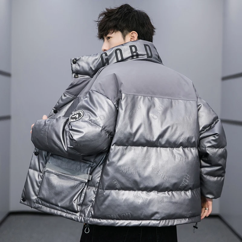 Down jacket men 2021 new winter coat male trend INS versatile thickened warm clothes white duck down loose bread coat for office