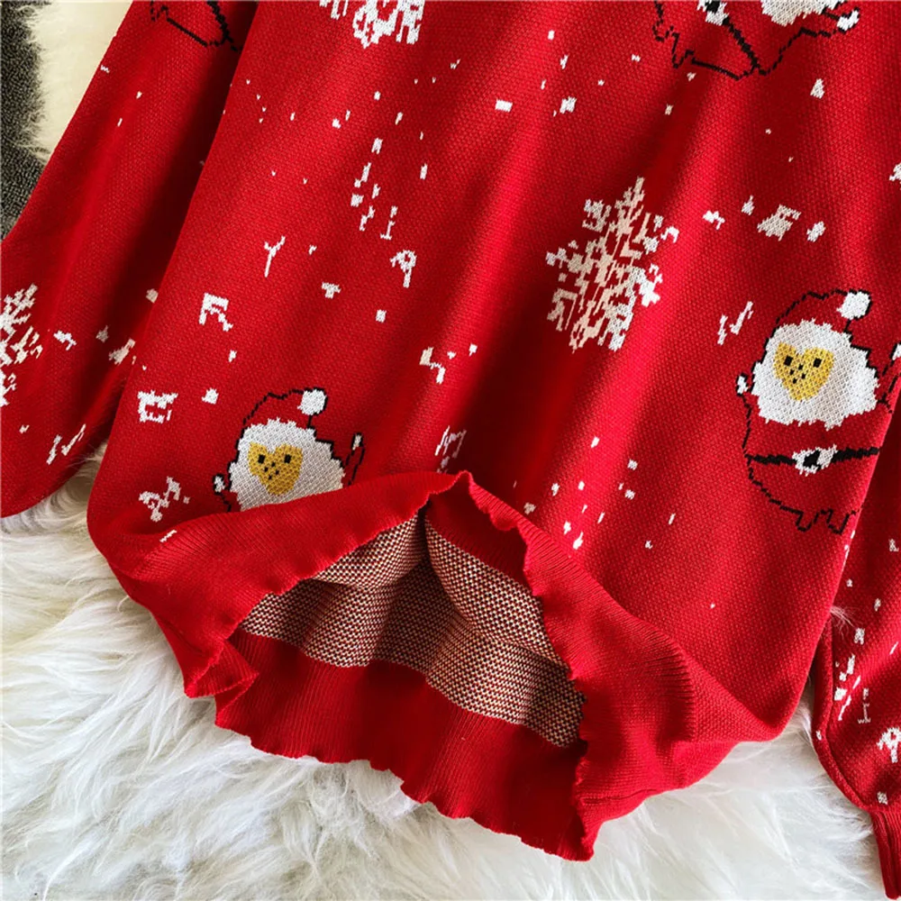 Christmas Knit Sweater Women Pullover Navidad Couple New Year Women Sweater Autumn Winter Patchwork Sweater