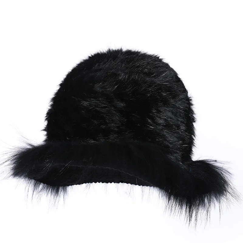 2020 Hot fashion excellent rex rabbit fur hat Genuine Women winter cap high quality raccoon fur hats image 4