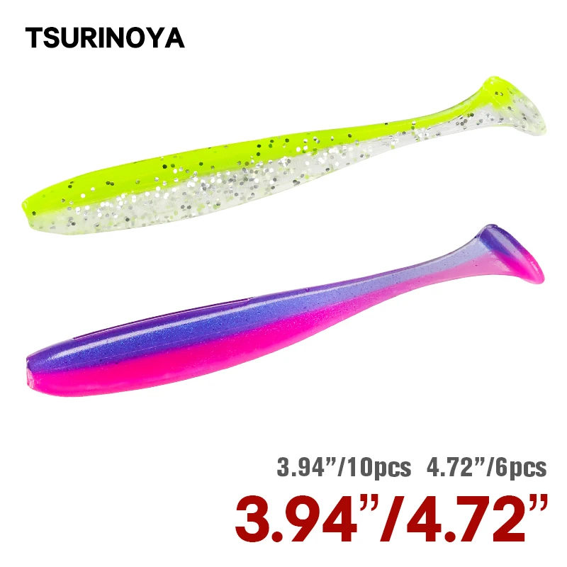 TSURINOYA NEW SIZE Soft Lures 100mm 120mm Artificial Soft Baits For Bass Fishing Add Fishy Odor Double Color Fishing Wobblers