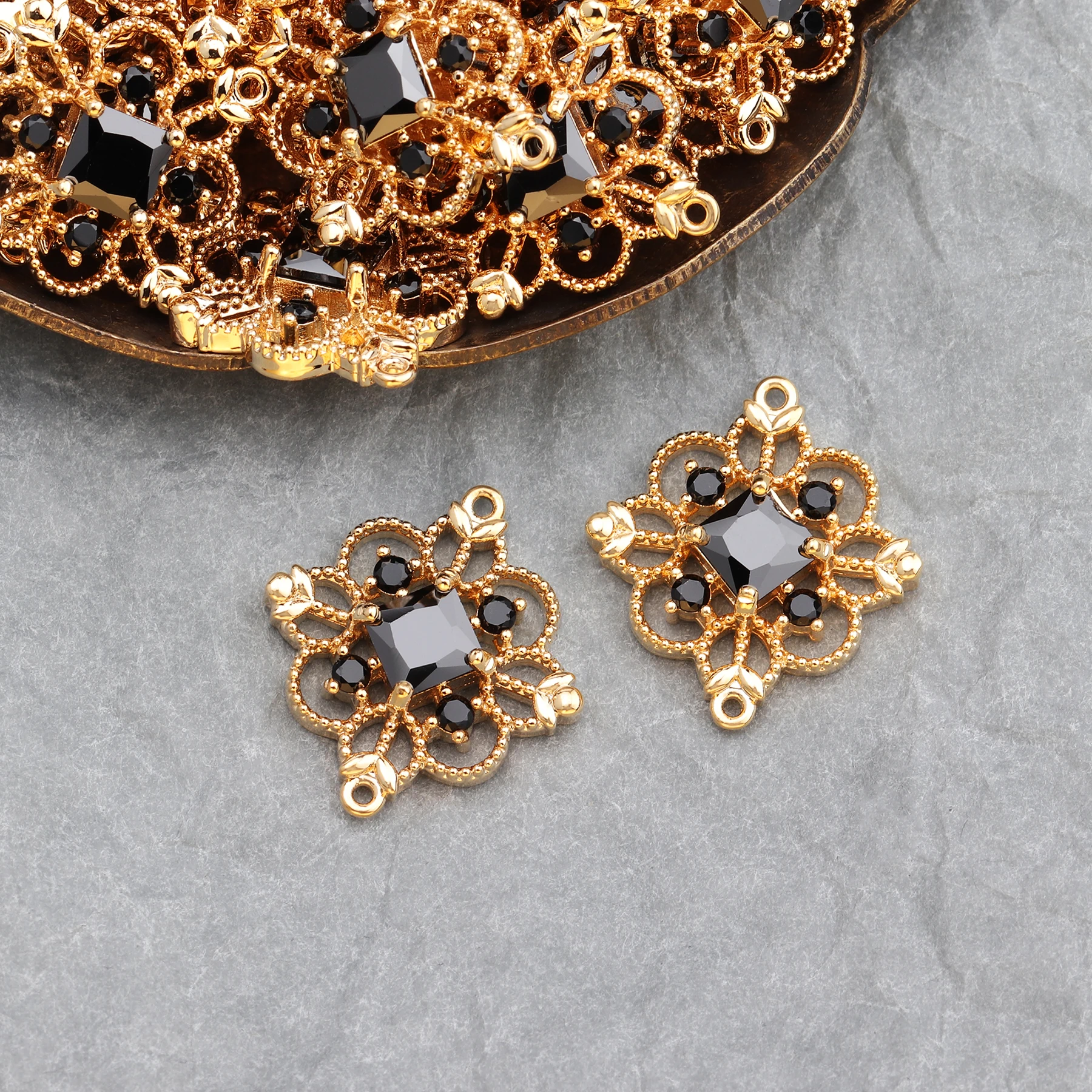 GUFEATHER M588,jewelry accessories,18k gold plated,zircon pendants,pass REACH,nickel free,jewelry making,diy earrings,6pcs/lot