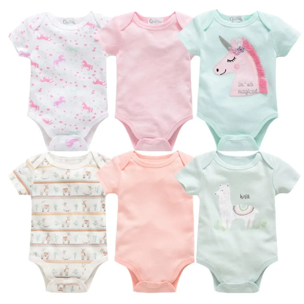 

Summer Newborn Baby Girls Bodysuit Clothes Cotton Baby Girl Clothes 6pcs Cartoon Unicorn Baby Boys Clothing Jumpsuits Bodysuits