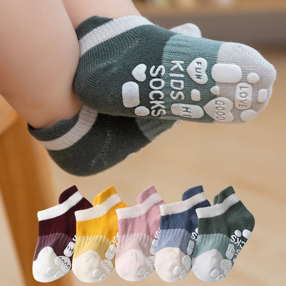 

5 Pairs Lot Children Trampoline Anti-slip Socks With Print Kid Girl Boy Baby Toddlers Cotton Funny Cute Kawaii White School Sock