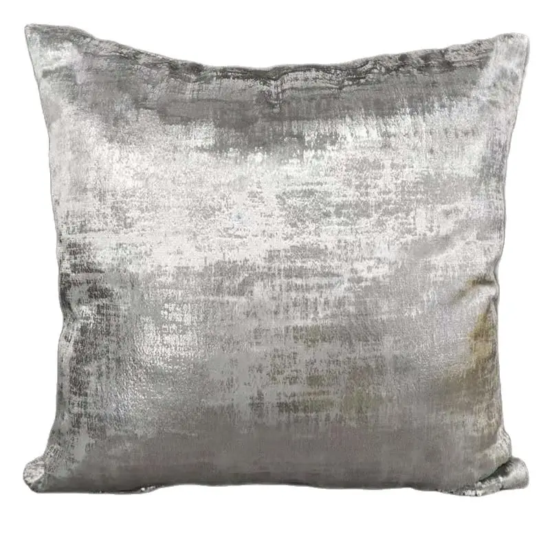 Shiny Silver Foil Printing Fashion Sofa Pillowcase Home Decorative Velvet Cushion Cover