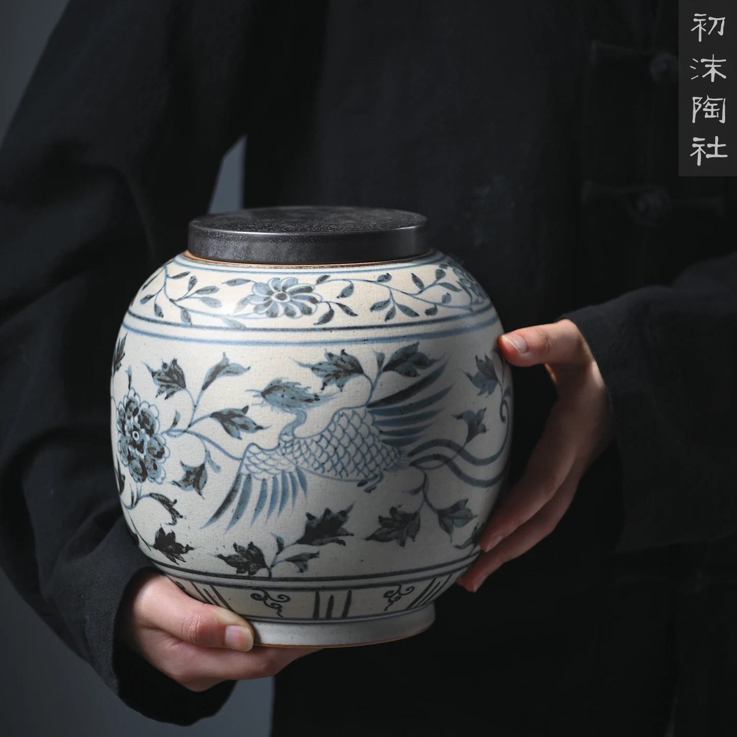 ★★★blue and white seal against the ancient ceramic tea pot large tea canister of snacks of warehouse storage tanks