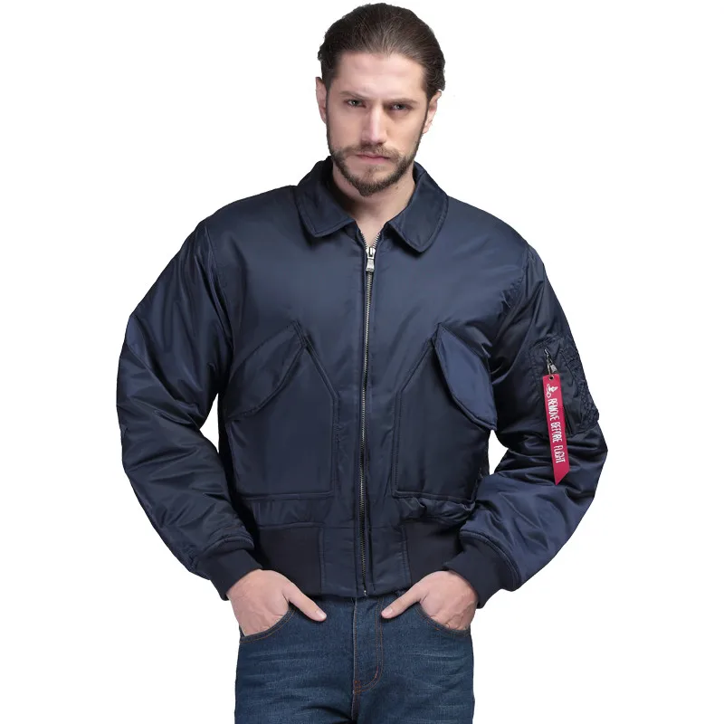 2023 Thick CWU 45P Oversized Flight Jacket Men Warm Winter Bomber Coat Air Force Military Outwear Jacket Blue Black Unisex