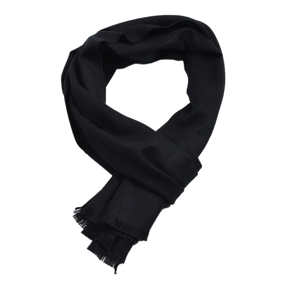 Fashion Men Soild Color Cashmere Scarf Winter Thicken Warm Pashmina Shawl Man Black Gray Casual Scarves Tassel Foulard Bufanda