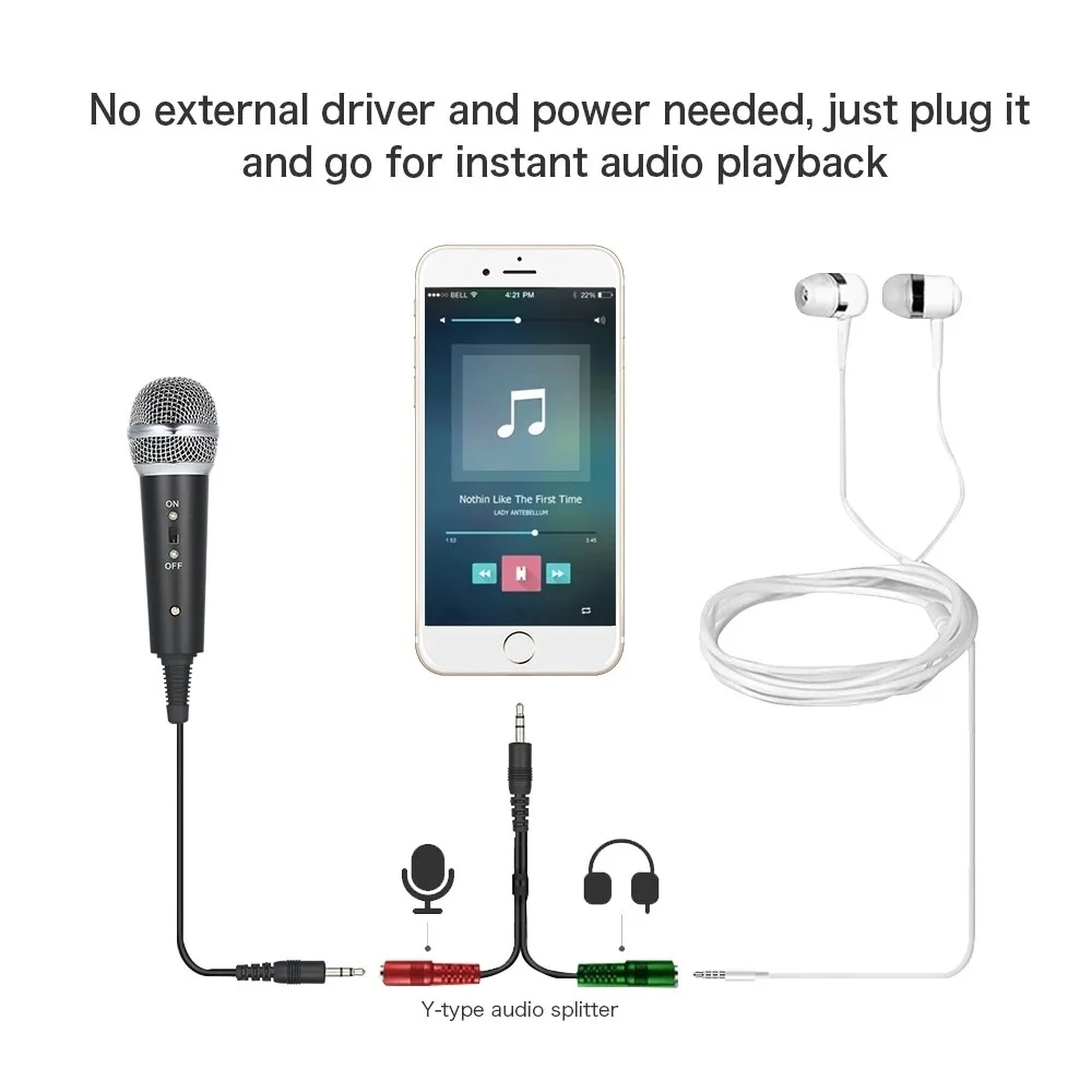 Microfone condensador para gravação de telefone móvel, microfone 3.5mm para computador pc, karaokê, microfone para telefone