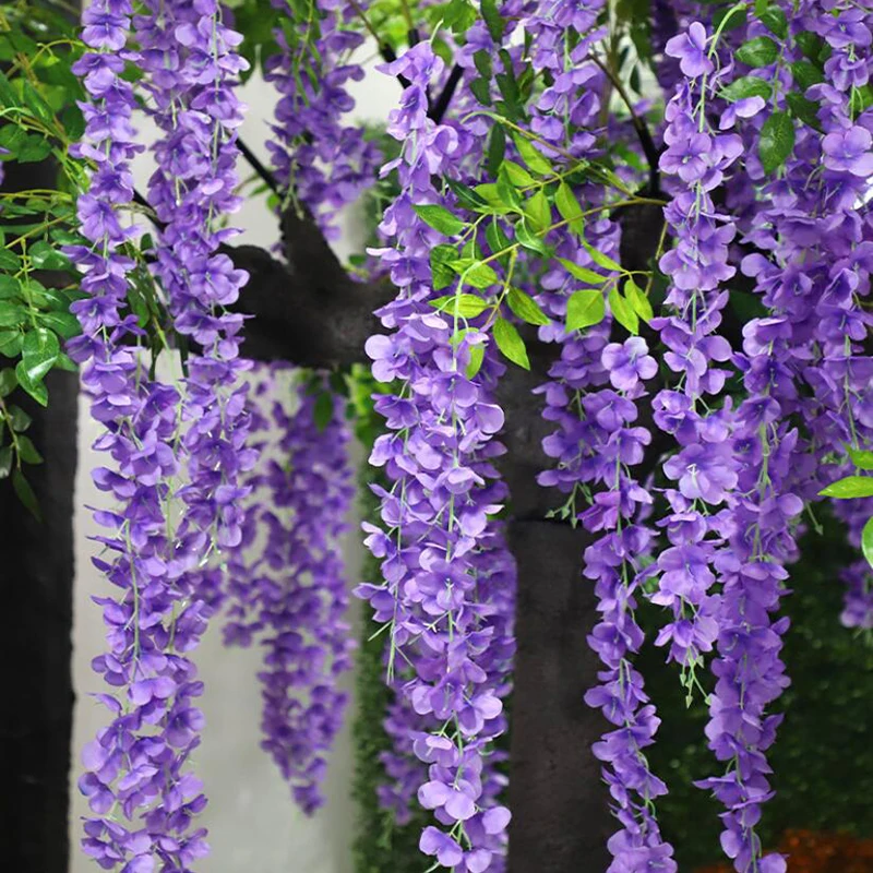 Wisteria Vine Artificial Flowers Silk Garland Arch Plant Decoration Home Garden Decoration Hanging Plant Wall Decorations