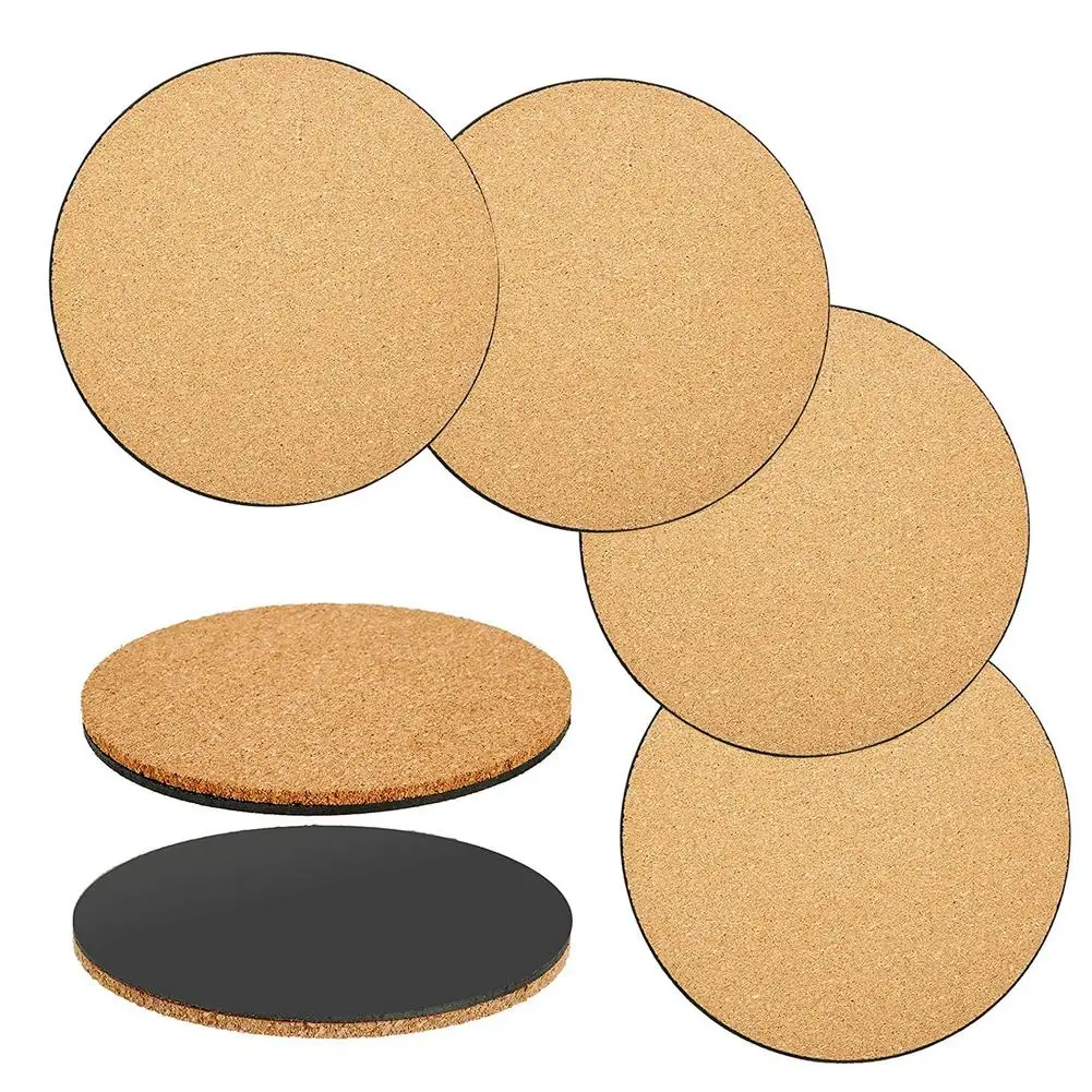 6Pcs Round Shape Natural Cork Coasters Wine Drink Coffee Tea Cup Mats Table Pad For Home Office Kitchen Insulation Cup Mat