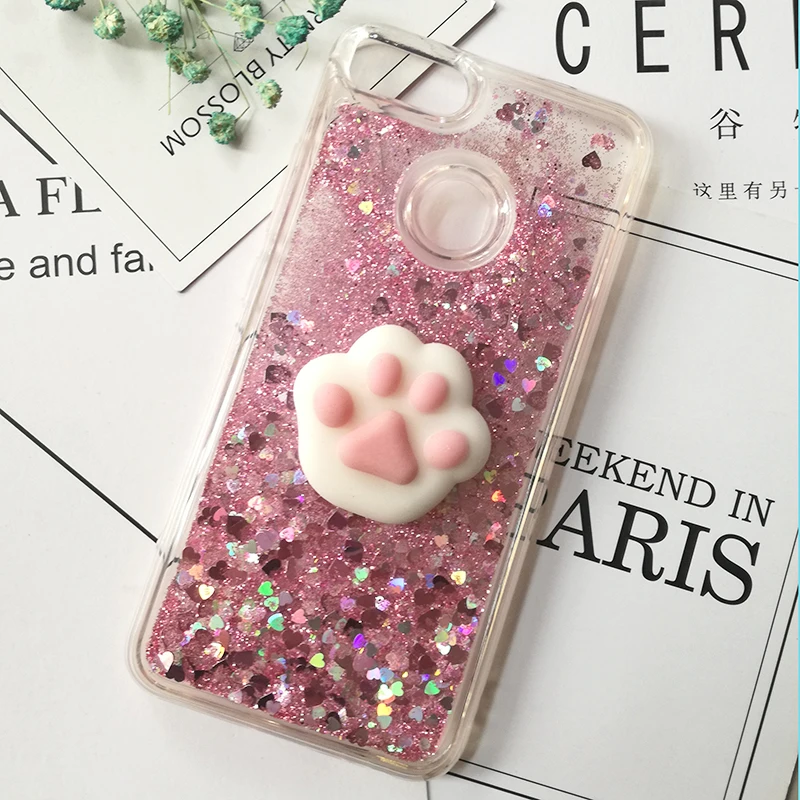 3D Squishy Cat Case dla Xiaomi 10 9 Pro 5X 6X luksusowe Glitter Quicksand etui na telefony dla Redmi Note 9 Pro Max 8T 8A K30 okładka Coque