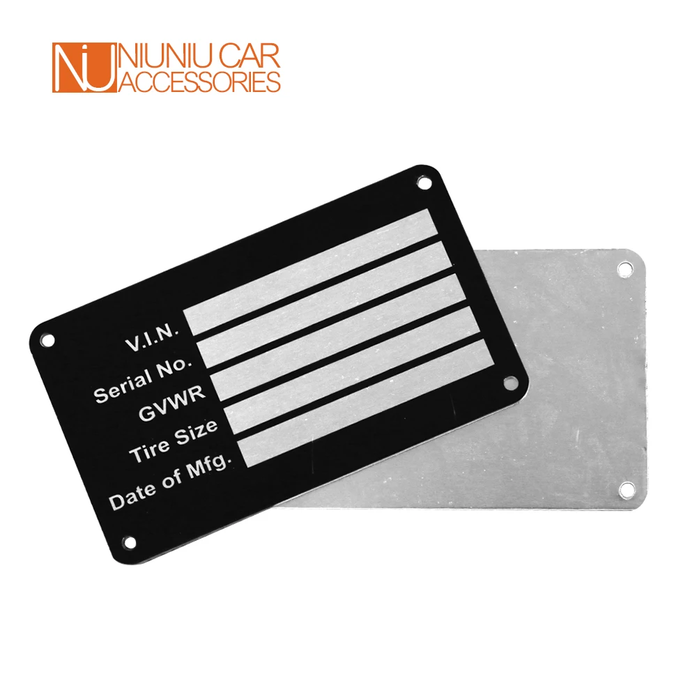 Heavy Duty Aluminum Trailer ID Tag Vin Plate Serial GVWR Medical Blank Powder Coated Finish RV Parts Camper Accessories